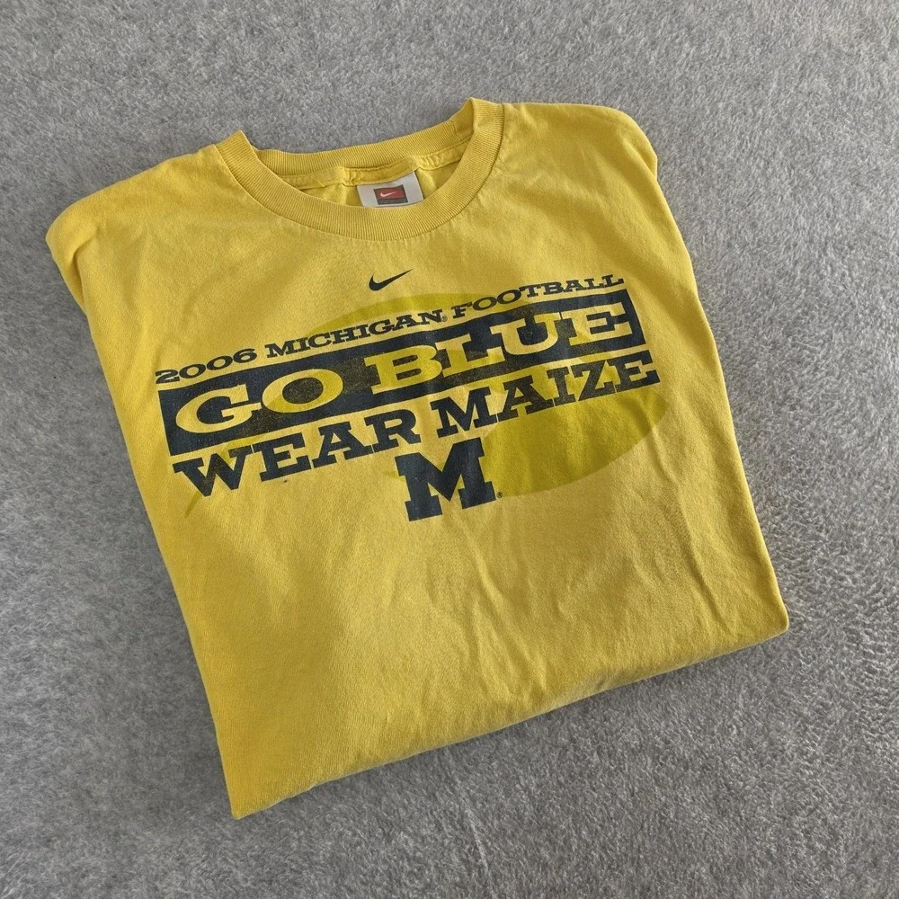 Vintage Y2K Nike Swoosh Michigan Football Yellow XL Sports Nike Team Tag NCAA‎